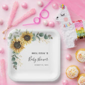 ひまわりユーカリフローラ赤ちゃんシャワー ペーパープレート (パーティー)