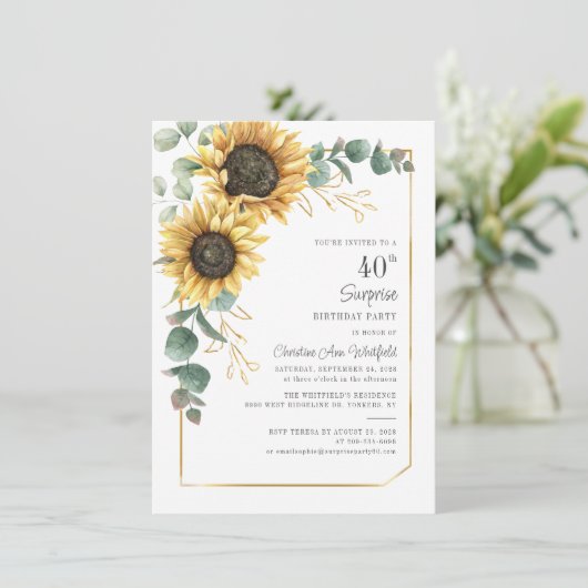 ひまわりユーカリフローラ40th誕生日パーティー 招待状 (スタンド正面)