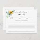 ひまわりユーカリブライダルシャワーレシピカード エンクロージャーカード (正面/裏面)