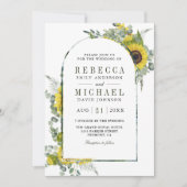 ひまわりユーカリプタアーチQRコード結婚ズ 招待状 (正面)