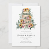 ひまわりユーカリプタケーキQRコード結婚ズ 招待状 (正面)