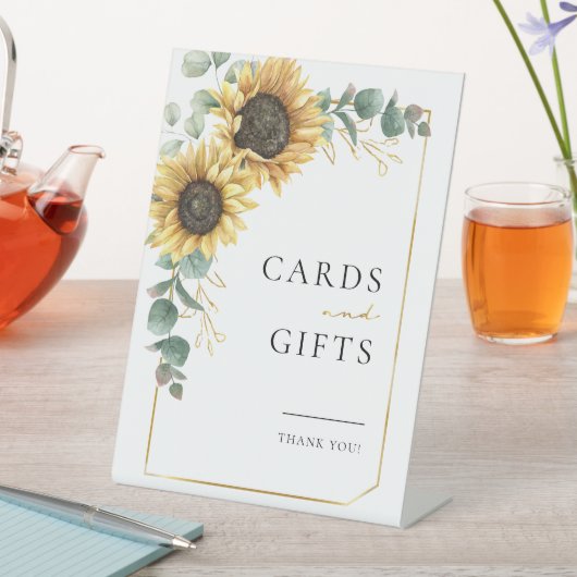ひまわりユーカリプトゥスフローラウェディングカードとギフト 台座サイン (インサイチュ)