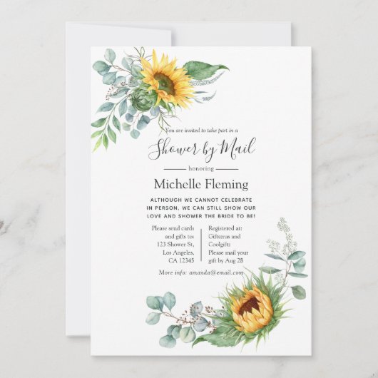 ひまわりユーカリベビー又はブライダルシャワーバイメール 招待状 (正面)