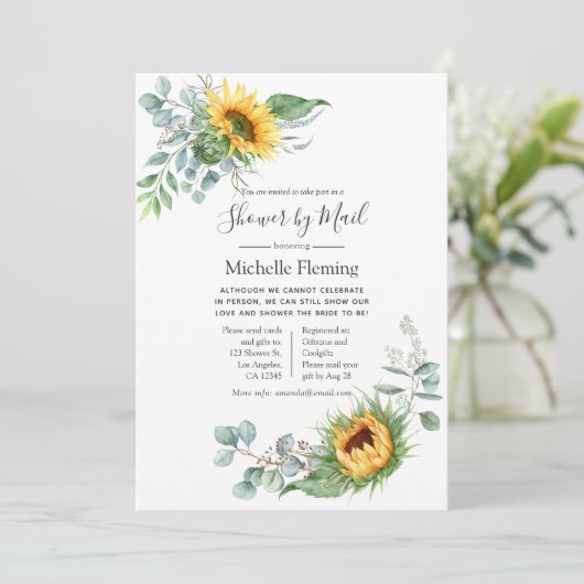 ひまわりユーカリベビー又はブライダルシャワーバイメール 招待状 (スタンド正面)
