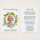 ひまわりユーカリ写真葬式祈りの言葉カード (正面&裏面)