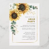 ひまわりユーカリ卒業2025パーティー 箔招待状 (正面)