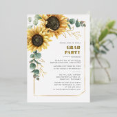 ひまわりユーカリ卒業2025パーティー 箔招待状 (立ち正面)