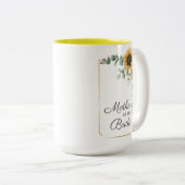 ひまわりユーカリ幾何学的な母親の結婚式 ツートーンマグカップ (正面右)