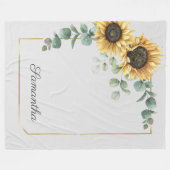 ひまわりユーカリ植物性フローラスクリプト フリースブランケット (正面(横))