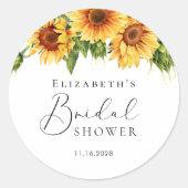 ひまわりユーカリ水彩ウェディングシャワー ラウンドシール (正面)