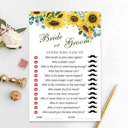 ひまわりユーカリ水彩ブライダルシャワーゲーム