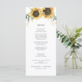 ひまわりユーカリ水彩植物結婚の メニュー (スタンド正面)