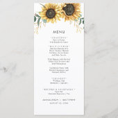 ひまわりユーカリ水彩植物結婚の メニュー (正面)