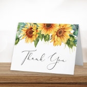 ひまわりユーカリ水彩画 ブライダルシャワー サンキューカード