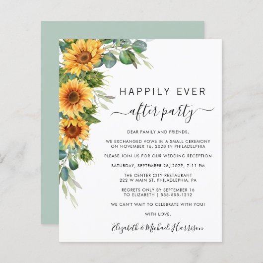 ひまわりユーカリ水彩結婚式 (正面/裏面)