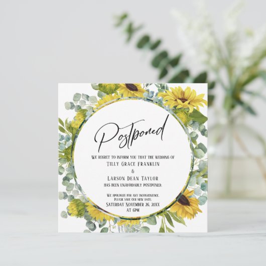 ひまわりユーカリ結婚のカード 招待状 (スタンド正面)