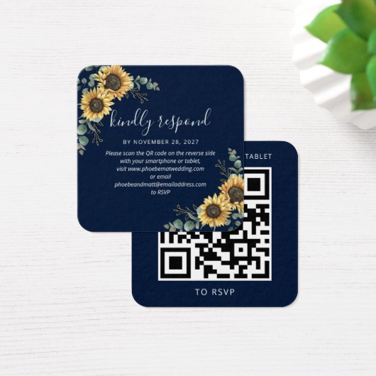 ひまわりユーカリ結婚プタスのウェブサイトQRコードRSVP (デスク)