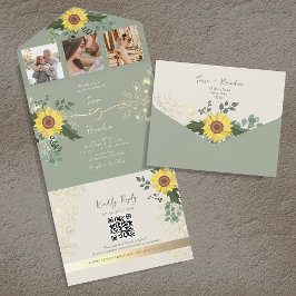 ひまわりユーカリ結婚式オールインワン招待状 オールインワン招待状