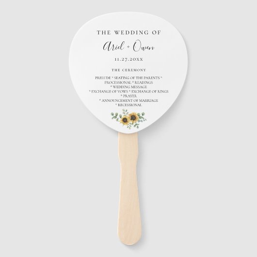 ひまわりユーカリ結婚式プログラム扇風機 ハンドファン (正面)