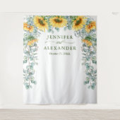 ひまわりユーカリ結婚式写真バックドロップ タペストリー (正面)