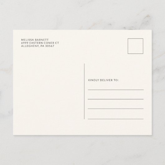 ひまわりユーカリ金ゴールド枠ブライダルシャワー インビテーションポストカード (裏面)