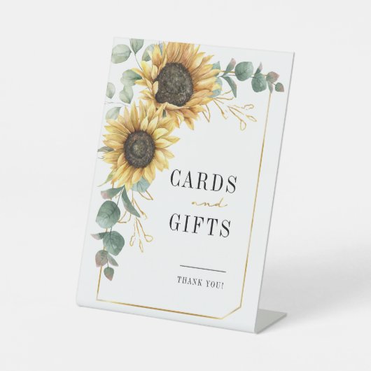 ひまわりユーカリ開花ウェディングカードとギフト 台座サイン (正面)