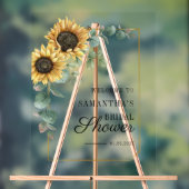 ひまわりユーカリ スクリプト ブライダルシャワー ウェルカム アクリルサイン (ニュートラル)