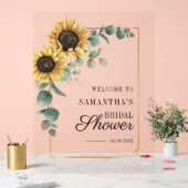 ひまわりユーカリ スクリプト ブライダルシャワー ウェルカム アクリルサイン (ウェディング)
