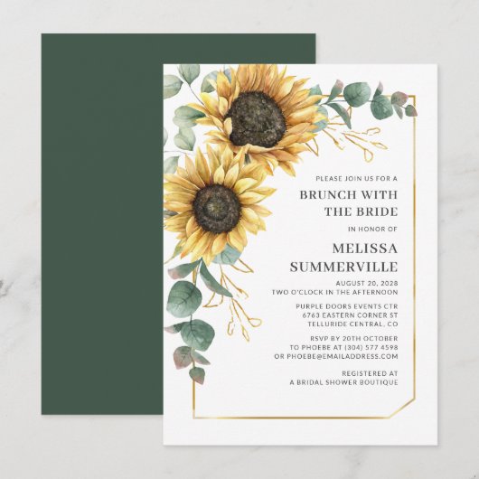 ひまわりユーカリ ブランシュ with ブライド グリーン 招待状 (正面/裏面)