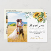 ひまわりユーカリ 4 枚の写真 結婚式のお礼 ポストカード (正面/裏面)