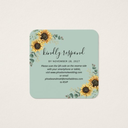 ひまわりユーカリQRコード結婚式ウェブサイトRSVP (正面)