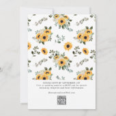 ひまわりユーカリQRコードRSVP 結婚's 招待状 (裏面)