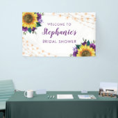 ひまわりライトパープルバラブライダルシャワーバナー 横断幕 (トレードショー)