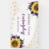 ひまわりライトパープルバラブライダルシャワーバナー 横断幕 (縦)