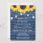 ひまわりライトブルーサプライズ誕生日パーティー 招待状 (正面)