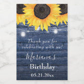 ひまわりライトブルーバースデーパーティーフェイスミニ ワインラベル (シングルラベル)