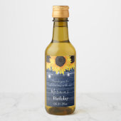 ひまわりライトブルーバースデーパーティーフェイスミニ ワインラベル (正面)