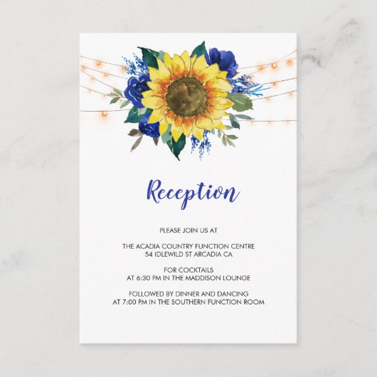 ひまわりライトブルーフローラ結婚披露宴 エンクロージャーカード (正面)