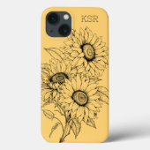 ひまわりラインイラストレーションモノグラム Case-Mate iPhoneケース (裏面)