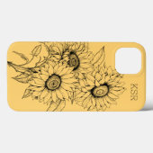 ひまわりラインイラストレーションモノグラム Case-Mate iPhoneケース (裏面 (横))