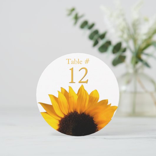 ひまわりラウンドウェディングテーブルナンバーカード 招待状 (スタンド正面)