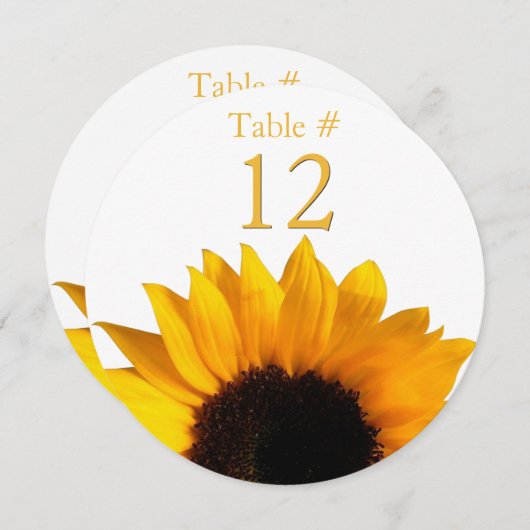 ひまわりラウンドウェディングテーブルナンバーカード 招待状 (正面/裏面)