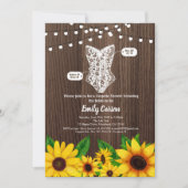ひまわりランジェリーシャワー招待状　素朴な木材 招待状 (正面)