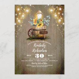 ひまわりランタン素朴フローラ秋ブライダルシャワー 招待状