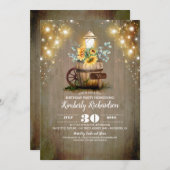 ひまわりランタン素朴フローラ秋誕生日 招待状 (正面/裏面)