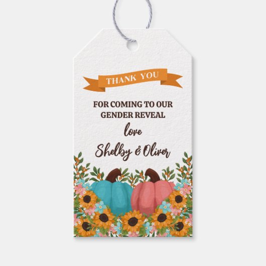ひまわりリトルカボチャ性別お礼 ギフトタグ (正面)