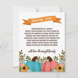 ひまわりリトルカボチャ性別お礼 サンキューカード