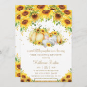 ひまわりリトルカボチャ象ベビーシャワーガール 招待状 (正面/裏面)