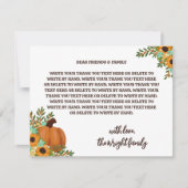 ひまわりリトルカボチャ赤ちゃんシャワーありがとう サンキューカード (正面)