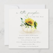 ひまわりリトルフローラカボチャ赤ちゃんシャワー招待状 サンキューカード (正面)